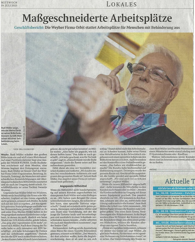 Zeitungsartikel über die OrCam
